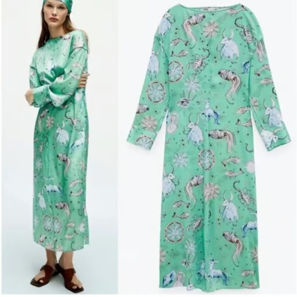 NWT Zara Limited Edition Zodiac Printed Dress - Picture 1 of 11